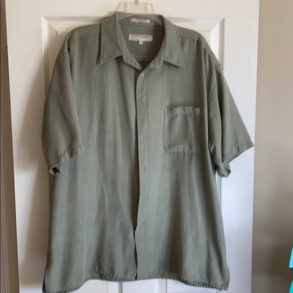 Olive green button down